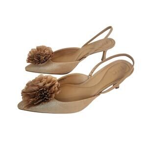 INC Concepts Women's Gelila Halter Back Pumps Floral Detail Nude Slingback 9.5